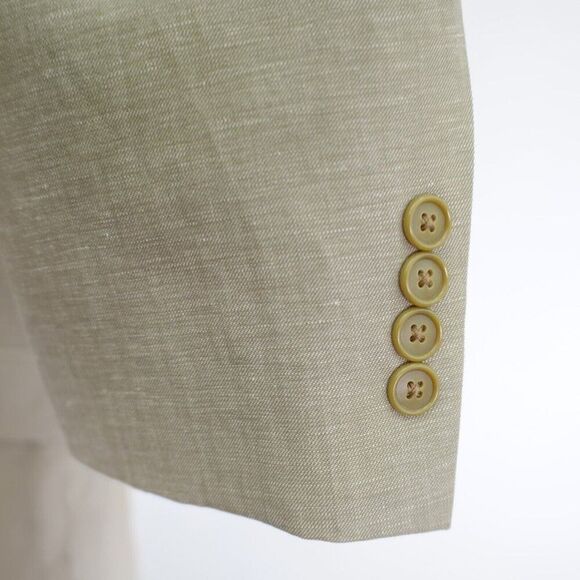 Material London Marzotto Linen Blend Blazer 40R 3 Button Sand Tan / Beige - Picture 3 of 14